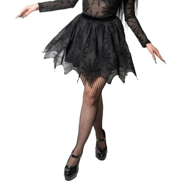 Black Spiderweb Mesh Tutu Mini Skirt Tattered Hem S-M-L-XL-2XL-3XL NWT - Picture 3 of 4